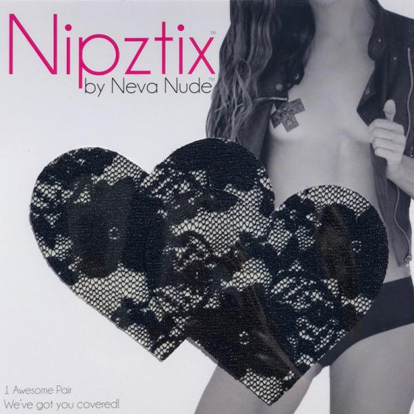 Neva Nude - Black Heart Lace Pasties