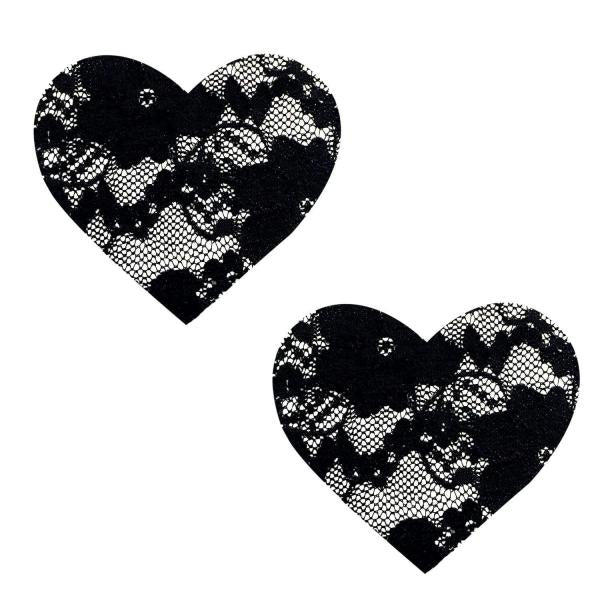 Neva Nude - Black Heart Lace Pasties