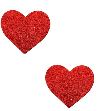 Neva Nude - Red Glitter Heart Pasties