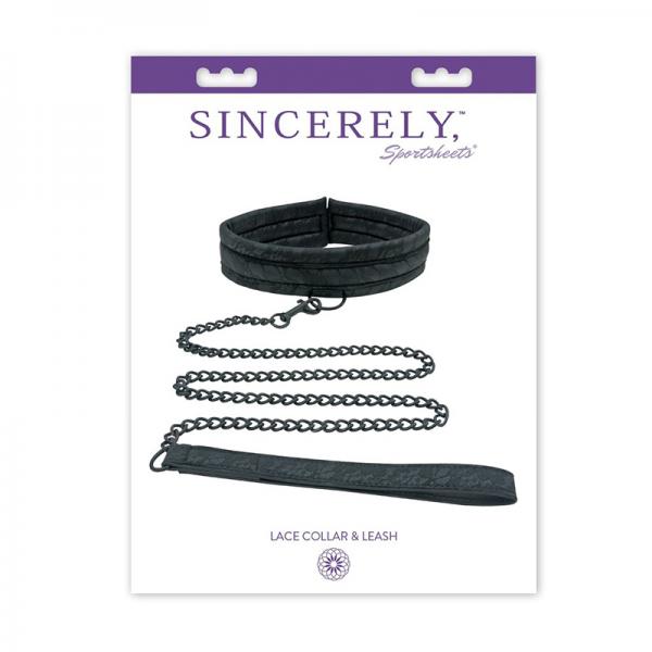 Midnight Lace Collar And Leash - Black