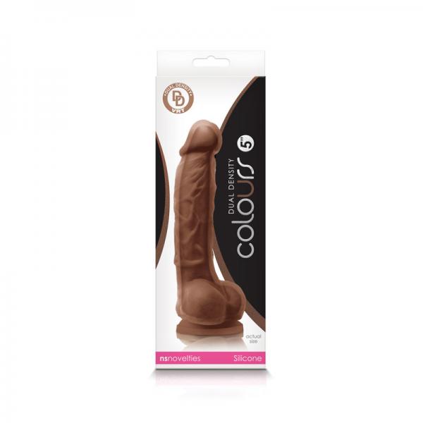 Colours Dual Density - 5in Dildo - Brown