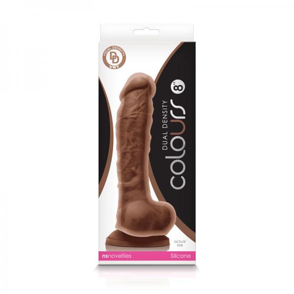 Colours Dual Density - 8in Dildo - Brown