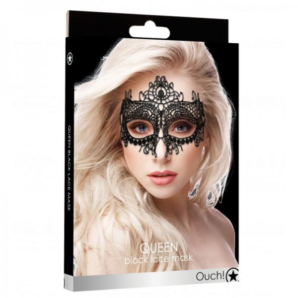 Ouch! Queen Black Lace Mask - Black