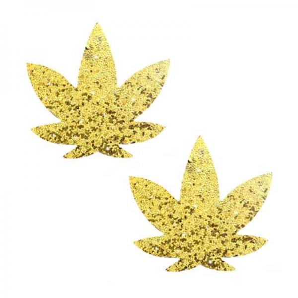 Neva Nude - Gold Weed Leaf Pasties