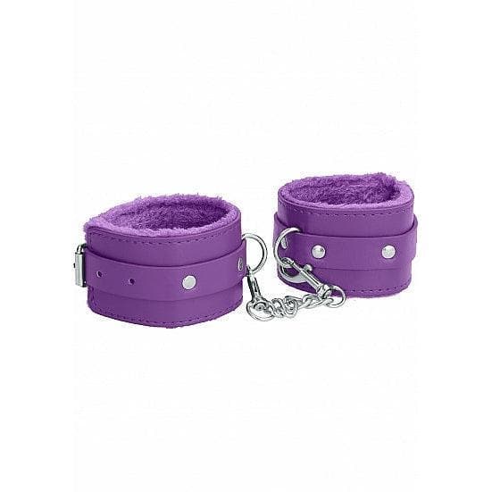 Ouch! Plush Leather Ankle Cuffs - Purple