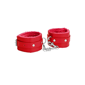 Ouch! Plush Leather Ankle Cuffs - Red