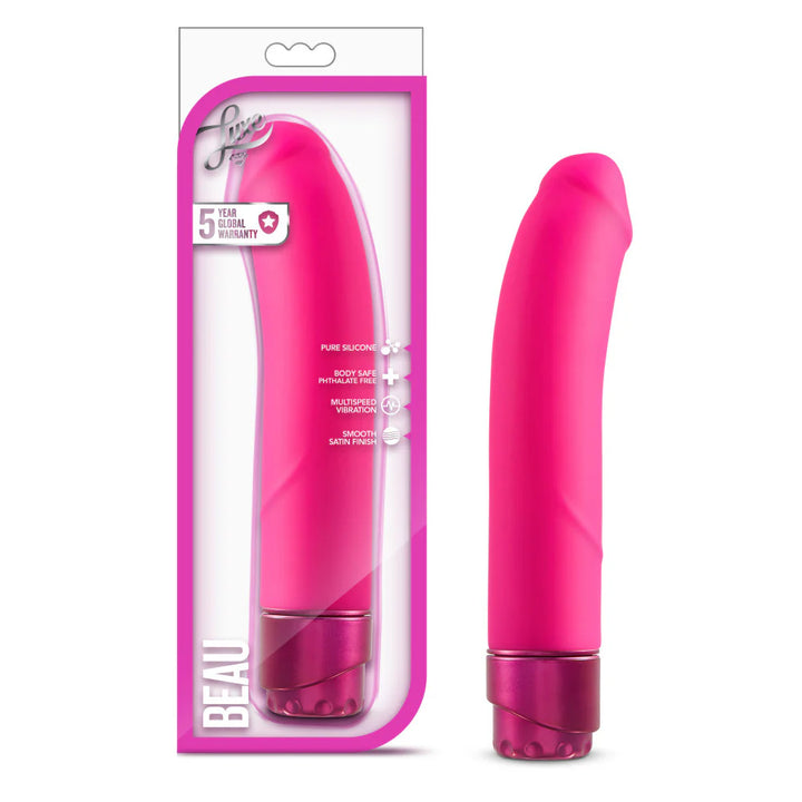 Luxe - Beau Silicone G-Spot Vibrating Dildo - Pink