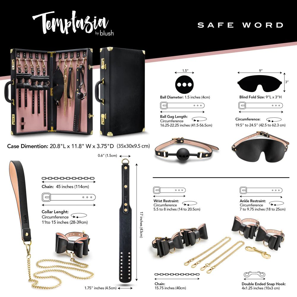 Blush Temptasia Safe Word Bondage Kit W/suitcase - Black/pink - BDSMTest Shop