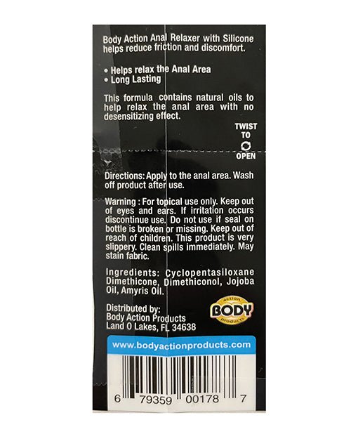 Body Action Anal Relaxer Silicone Lubricant - .5 Oz - BDSMTest Store