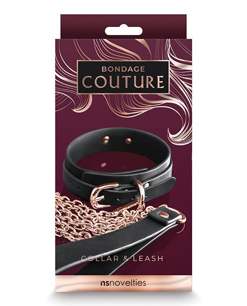 Bondage Couture Collar & Leash - Black - BDSMTest Store