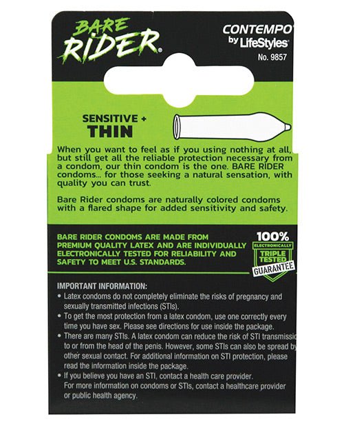 Contempo Bare Rider Thin Condom Pack - Pack Of 3 - BDSMTest Store