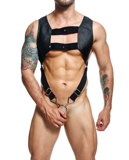Dngeon Croptop Harness Cockring Black O/s - BDSMTest Shop