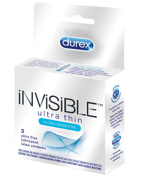 Durex Invisible Ulta Thin Condom - Box Of 3 - BDSMTest Store