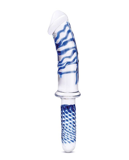Glas 11" Realistic Double Ended Glass Dildo W/handle - Blue - BDSMTest Store