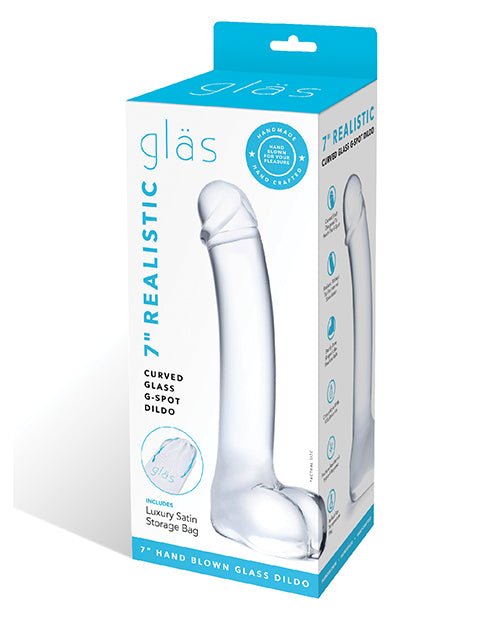 Glas 7" Realistic Curved Glass G-spot Dildo - BDSMTest Store