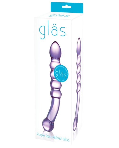 Glas Purple Rain Ribbed Glass Dildo - BDSMTest Store