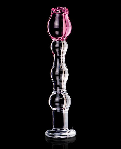 Icicles No. 12 Hand Blown Glass Massager - Clear W/rose Tip - BDSMTest Store