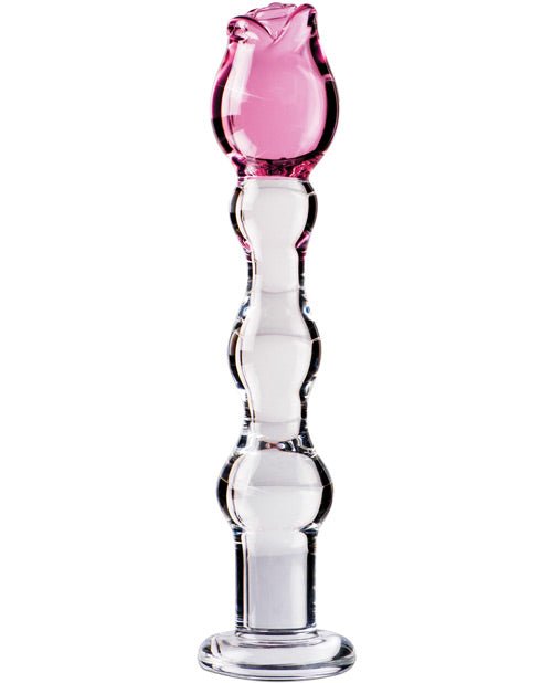 Icicles No. 12 Hand Blown Glass Massager - Clear W/rose Tip - BDSMTest Store