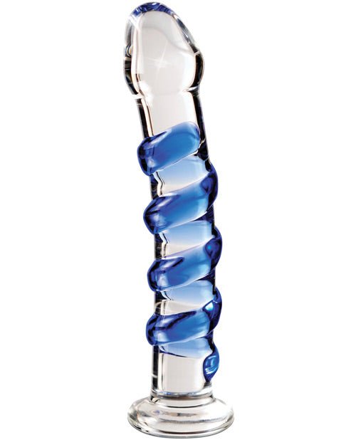 Icicles No. 5 Hand Blown Glass Massager - Clear W/blue Swirls - BDSMTest Store