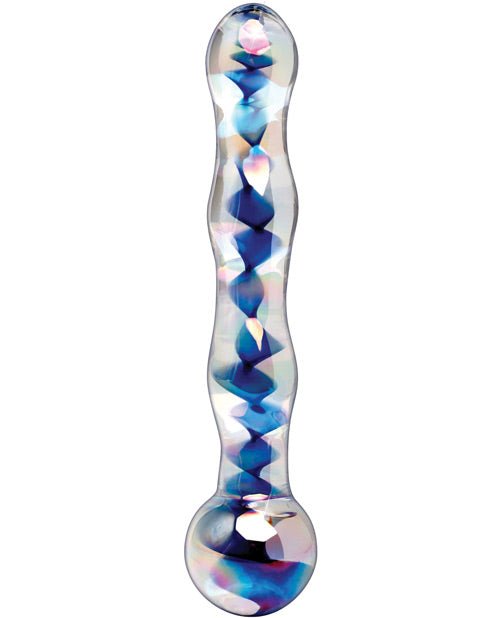 Icicles No. 8 Hand Blown Glass Massager - Clear W/inside Blue Swirls - BDSMTest Store