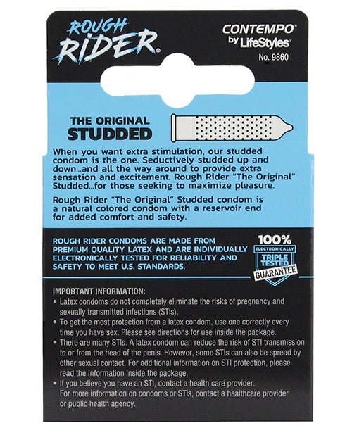 Lifestyles Rough Rider Studded Condom Pack - Pack Of 3 - BDSMTest Store