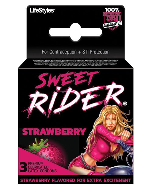 Lifestyles Sweet Rider Condoms - Strawberry Pack Of 3 - BDSMTest Store