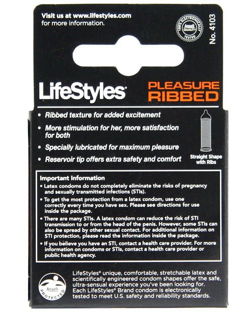 Lifestyles Ultra Ribbed - Box Of 3 - BDSMTest Store