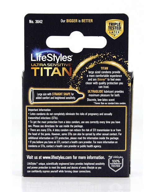 Lifestyles Ultra Sensitive Titan Condom - Pack Of 3 - BDSMTest Shop