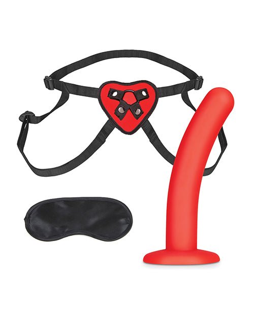 Lux Fetish 5" Dildo W/red Heart Strap On Harness Set - BDSMTest Store
