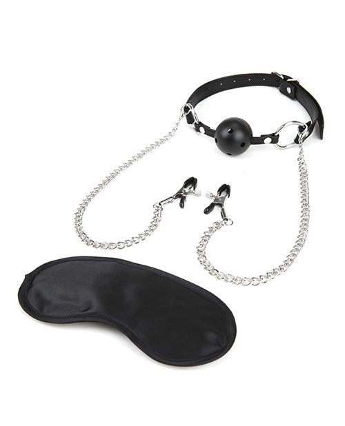 Lux Fetish Breathable Ball Gag W/adjustable Pressure Nipple Clamps - BDSMTest Store