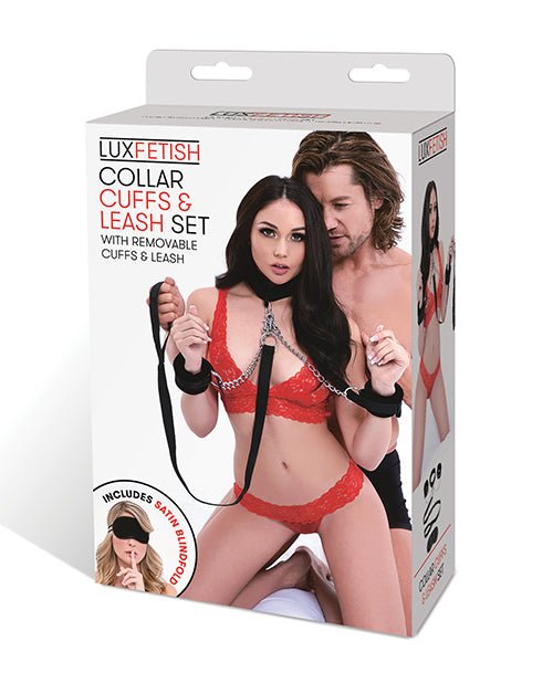 Lux Fetish Collar Cuffs & Leash Set - Removable - BDSMTest Store