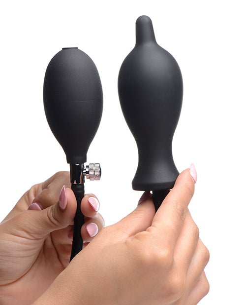 Master Series Dark Inflator Inflatable Silicone Anal Plug - Black - BDSMTest Store