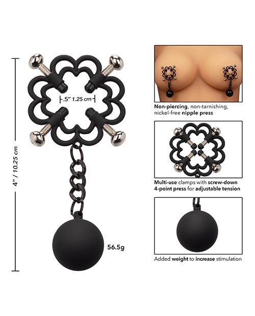 Nipple Grips Power Grip 4 Point Weighted Nipple Press - Black - BDSMTest Store