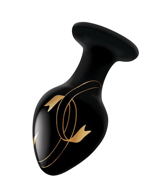 Secret Kisses Handblown Glass Plug - Black/gold - BDSMTest Store