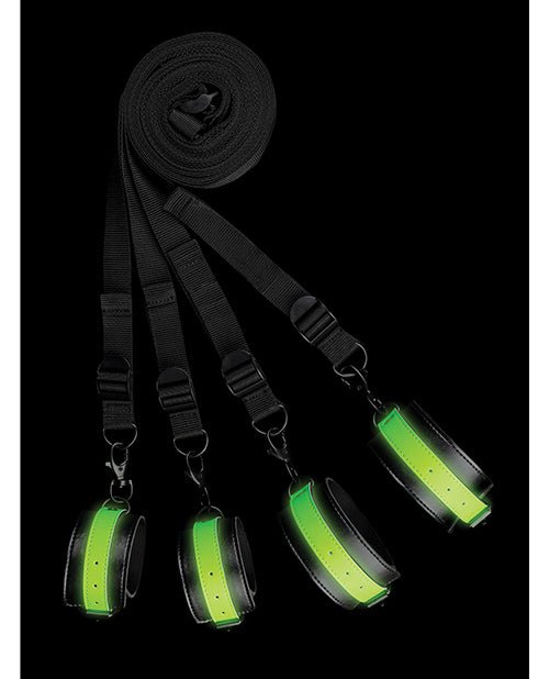 Shots Ouch Bed Bindings Restraint Kit - Glow In The Dark - BDSMTest Store