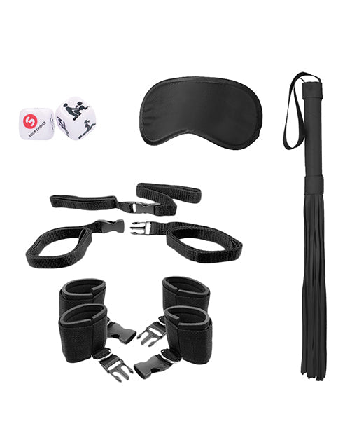 Shots Ouch Black & White Bed Post Bindings Restraint Kit - Black - BDSMTest Store