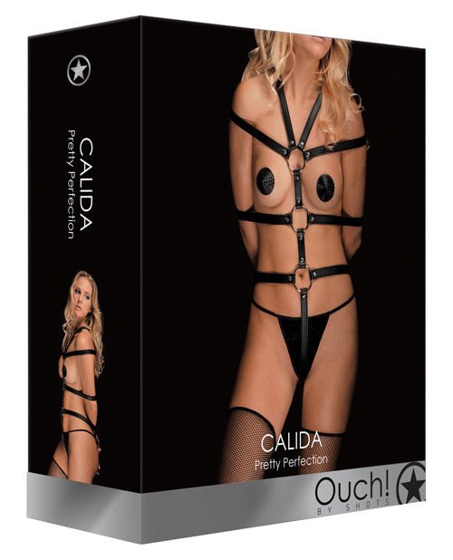 Shots Ouch Calida Pretty Perfection Female Body Harness - Black - BDSMTest Store