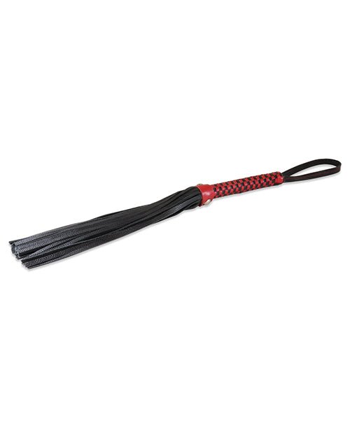 Sultra 16" Lambskin Flogger Classic Weave Grip - Black W/red Woven Handle - BDSMTest Store