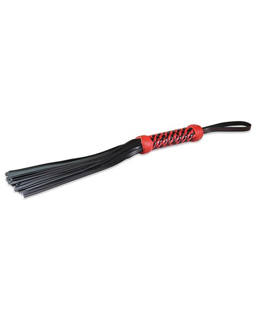 Sultra 16" Lambskin Twisted Grip Flogger - Black W/red Woven Handle - BDSMTest Store