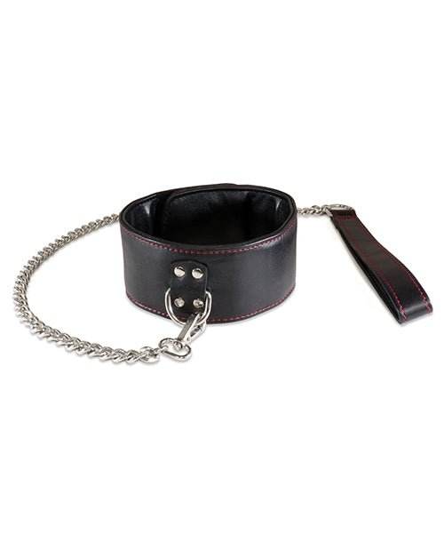 Sultra Lambskin 2 1/2" Collar W/24" Chain - Black - BDSMTest Store