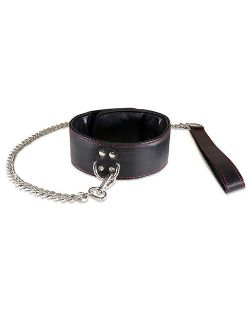 Sultra Lambskin 2" Collar W/24" Chain - Black - BDSMTest Store