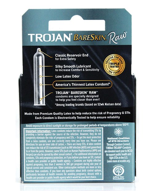 Trojan Bareskin Raw Condom - Pack Of 3 - BDSMTest Store