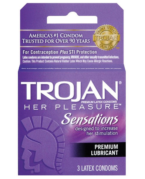 Trojan Her Pleasure Condoms - Box Of 3 - BDSMTest Store
