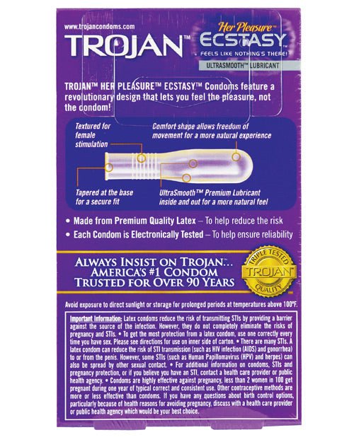 Trojan Her Pleasure Ecstasy Condoms - Box Of 10 - BDSMTest Store