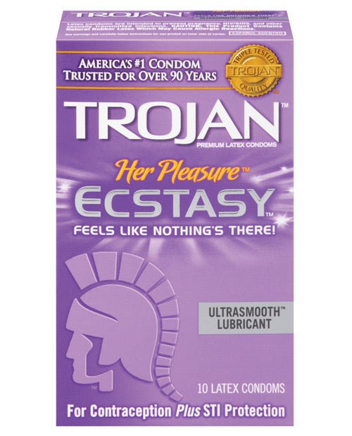 Trojan Her Pleasure Ecstasy Condoms - Box Of 10 - BDSMTest Store