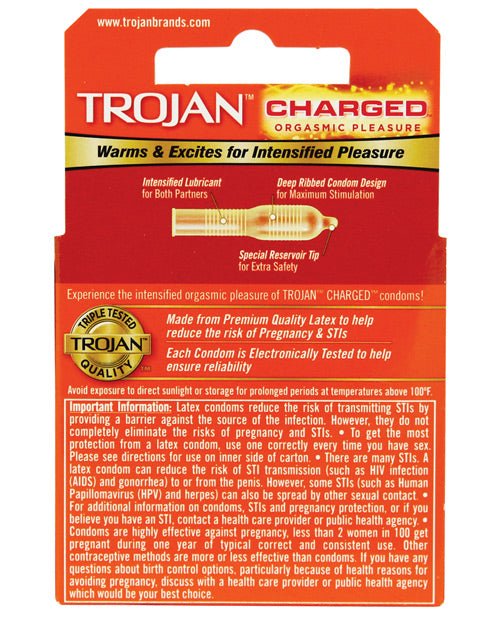 Trojan Intensified Charged Condoms - Box Of 3 - BDSMTest Store