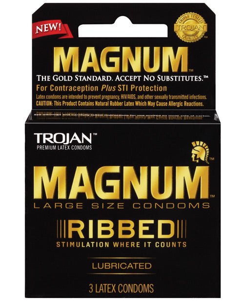 Trojan Magnum Ribbed Condoms - BDSMTest Store
