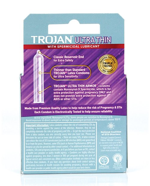 Trojan Ultra Thin Armor Spermicidal - Box Of 3 - BDSMTest Store