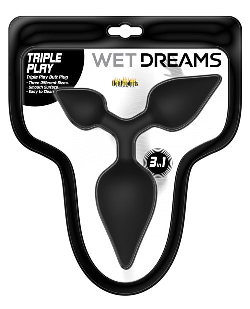 Wet Dreams Triple Play Anal Plug - Black - BDSMTest Store