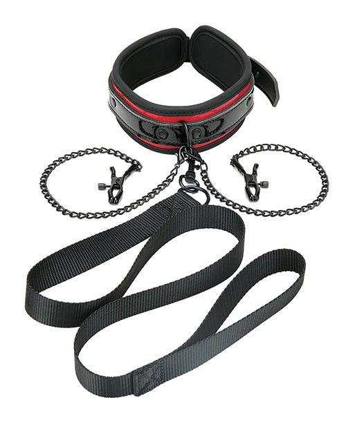 Whipsmart Heartbreaker Collar & Leash Set - Black/red - BDSMTest Store